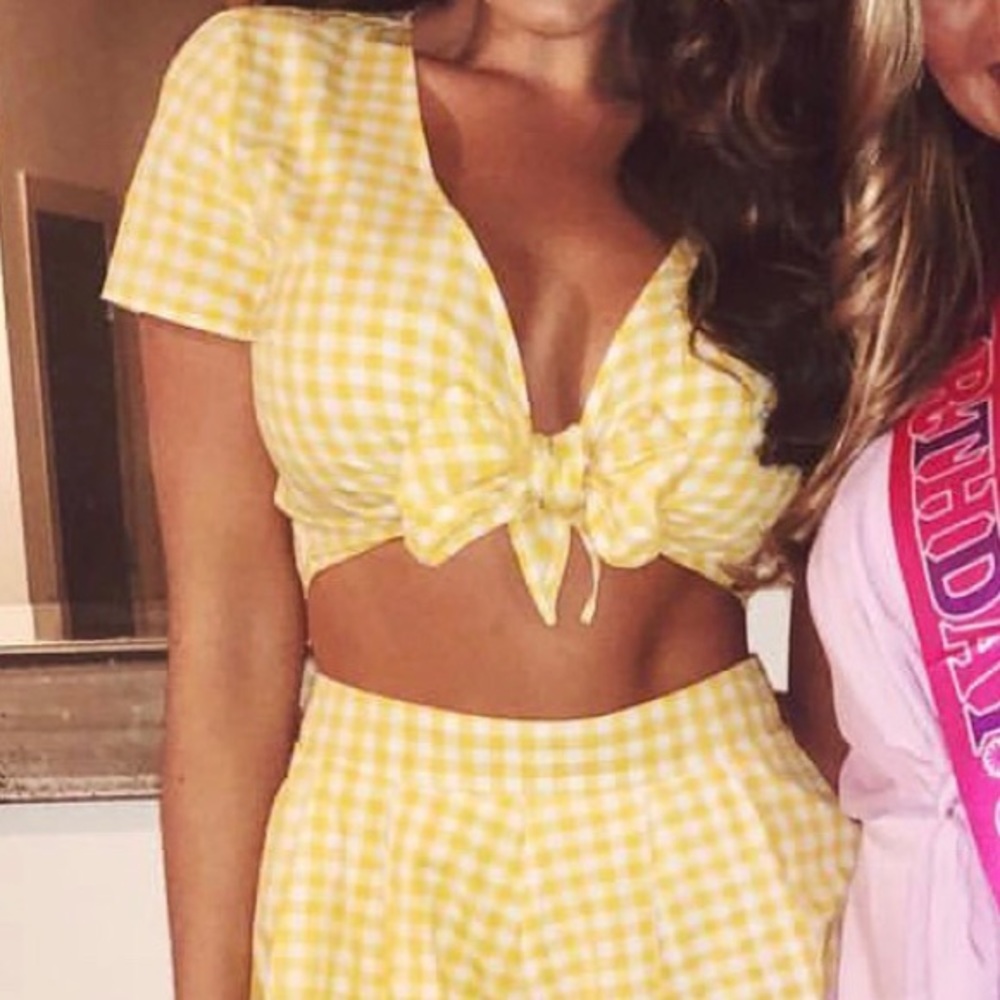 Yellow Gingham Two Piece Set